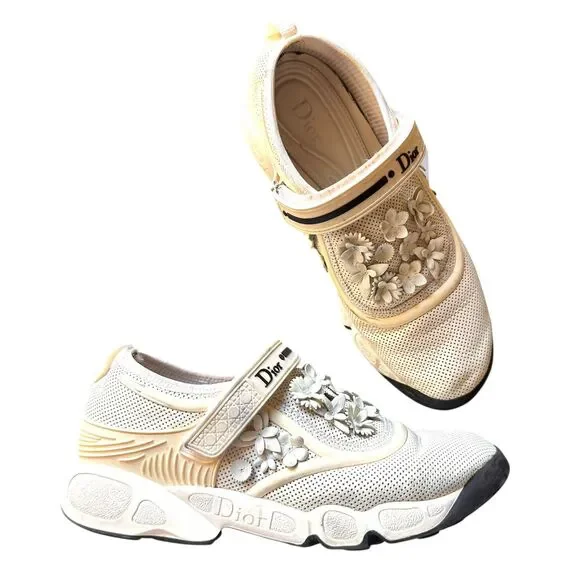 DIOR Mesh‎ Fusion Flower Runway Sneakers White w Box 39 - Picture 3 of 6